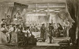 バターワースとヒースによって刻まれた王妃の前でのアン女王の裁判 作： James Godwin